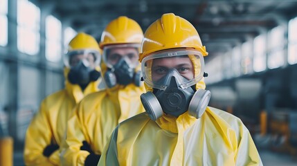 Standard for working Environmental Health and Safety Specialist. Realistic image of safety person and team.