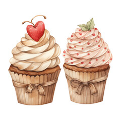 cupcake with cream and cherry