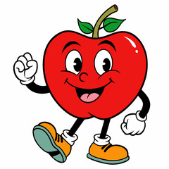 apple cartoon vector illustration on white background, silhouette silhouette, Food, icon, svg, characters, Holiday t shirt, Hand drawn trendy Vector illustration, fruit Vector