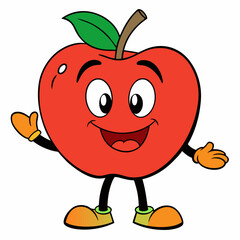 apple cartoon vector illustration on white background, silhouette silhouette, Food, icon, svg, characters, Holiday t shirt, Hand drawn trendy Vector illustration, fruit Vector