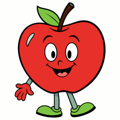 apple cartoon vector illustration on white background, silhouette silhouette, Food, icon, svg, characters, Holiday t shirt, Hand drawn trendy Vector illustration, fruit Vector