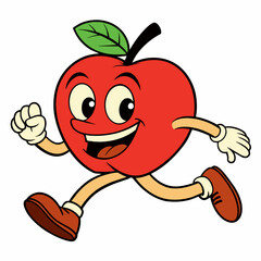 apple cartoon vector illustration on white background, silhouette silhouette, Food, icon, svg, characters, Holiday t shirt, Hand drawn trendy Vector illustration, fruit Vector