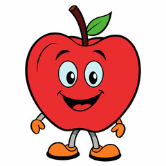 apple cartoon vector illustration on white background, silhouette silhouette, Food, icon, svg, characters, Holiday t shirt, Hand drawn trendy Vector illustration, fruit Vector