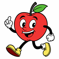 apple cartoon vector illustration on white background, silhouette silhouette, Food, icon, svg, characters, Holiday t shirt, Hand drawn trendy Vector illustration, fruit Vector