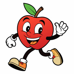 apple cartoon vector illustration on white background, silhouette silhouette, Food, icon, svg, characters, Holiday t shirt, Hand drawn trendy Vector illustration, fruit Vector