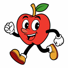 apple cartoon vector illustration on white background, silhouette silhouette, Food, icon, svg, characters, Holiday t shirt, Hand drawn trendy Vector illustration, fruit Vector