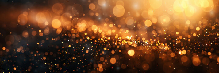 A blurred golden light with a dark background, gold bokeh background