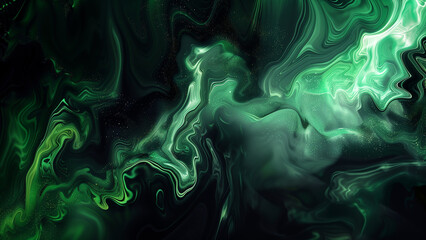 Obsidian Forest: Predominantly Black Abstract Background with Green