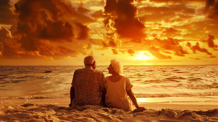 Golden Years: Movie Poster of an Old Couple at Sunset