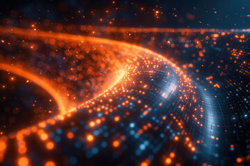 Obraz premium Abstract digital data with flowing particles. Technology background