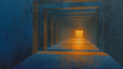 A realistic photo of a 3Drendered hexagon tunnel, with vibrant colors that draw the viewer into its depths, captured in highres UHD