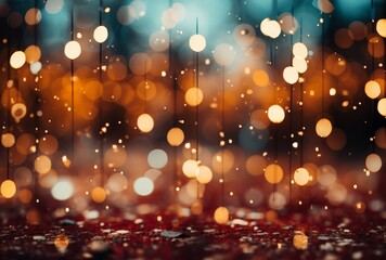 Enchanted Glittering Lights in Red and Blue Bokeh Background
