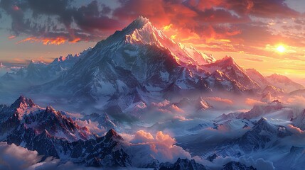 Alpine Awakening: Sunrise Over Majestic Peaks