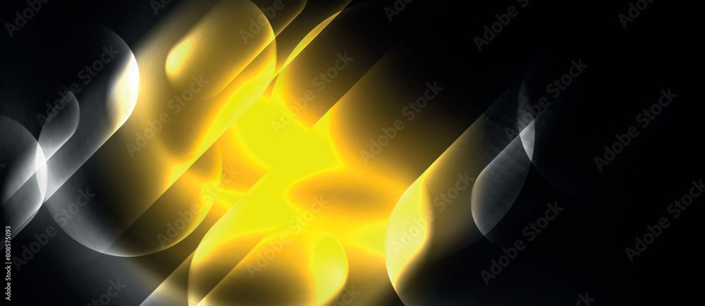 Poster an amber light is illuminating a black background, creating a captivating contrast. the circle patte