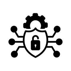 Vector solid black icon for Cyber security