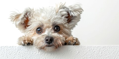 Curious and Playful Bichon Frise Dog Peeking with Big Ears - 4K HD Wallpaper