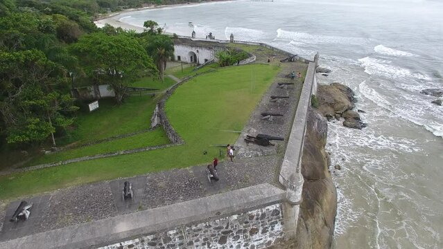 Fortaleza de Nossa Senhora dos Prazeres de Paranagu&aacute;, built in 1767; and Fortaleza Beach, na Ilha do Mel (Honey Island) - Paranagu&aacute;, Paran&aacute;, Brazil