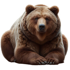 Fototapeta premium a calm brown grizzly bear, transparent background, png