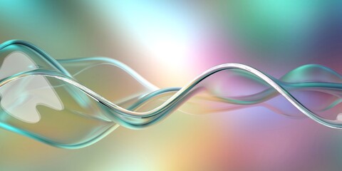 Naklejka premium Transparent clear colorful glass or liquid waves. Neon pattern abstract background