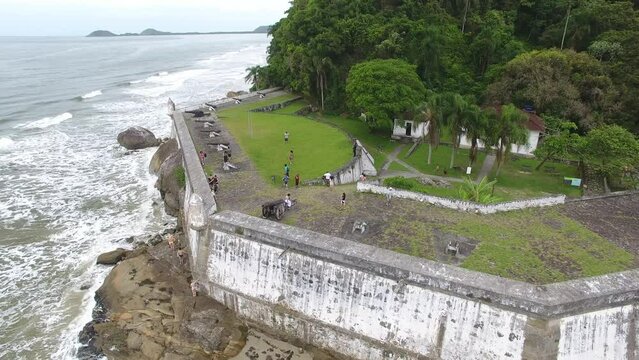 Fortaleza de Nossa Senhora dos Prazeres de Paranagu&aacute;, built in 1767; and Fortaleza Beach, na Ilha do Mel (Honey Island) - Paranagu&aacute;, Paran&aacute;, Brazil