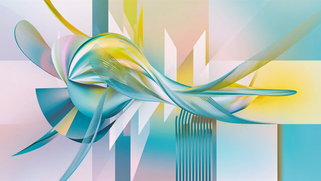 Playful Pastels! Abstract collage with light blues, yellows & pinks energizes your screen.