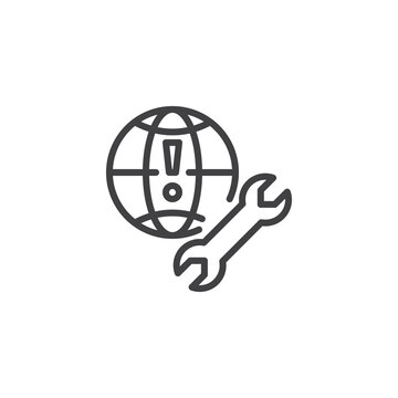 globe with wrench, internet error clip art preview