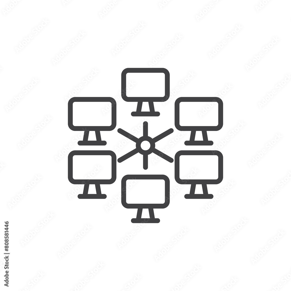 Poster network architecture line icon