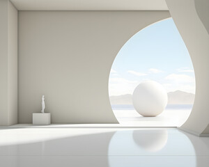 white wall empty room interior floor background modern light design.