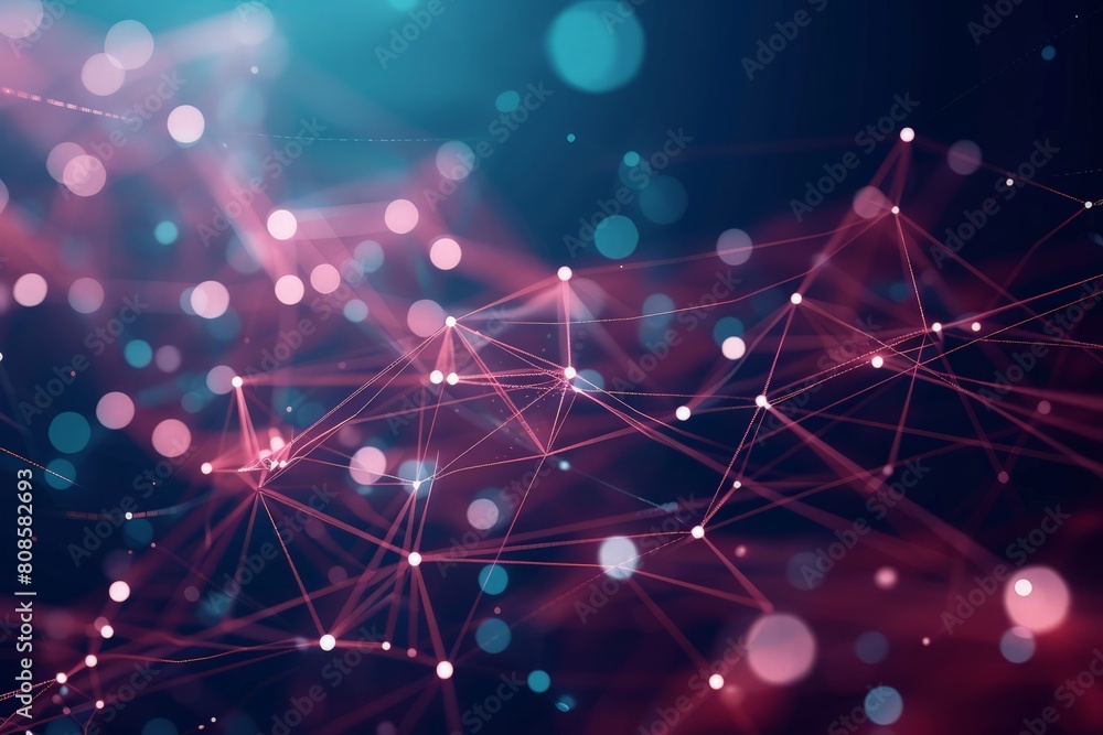Poster abstract connected dots and lines. concept of ai technology, motion of digital data flow. communicat