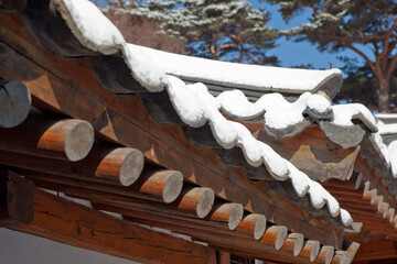 Snow-Covered Traditional Korean House 'Hanok