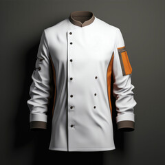 generated illustration of White chef jacket with apron and hat