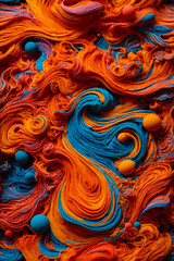 abstract painting of bright colors with wavy intertwining lines,