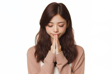 Naklejka premium girl praying isolated on white background
