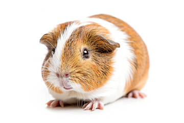 a guinea is sitting on a white surface