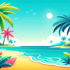 Fototapeta na wymiar Summer background illustration with place for text
