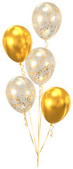 Gold and transparent celebration balloons
