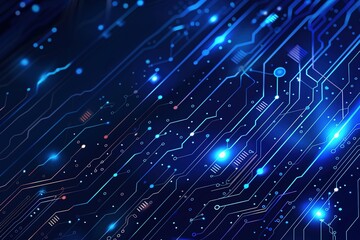 Abstract technology background with circuit board pattern and glowing dots
