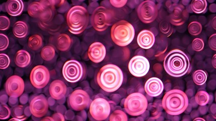 Oscillating loops with pop art, speculative modeling and bright concentric circles twisting with neon glow mesmerizing and variating patterns