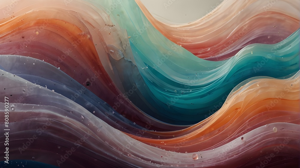 Poster transparent wave layers combining to create a pleasing chromatic symphony