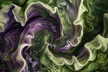 swirls in shades of green,in  shapes of cabbage 