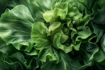 swirls in shades of green,in  shapes of cabbage 