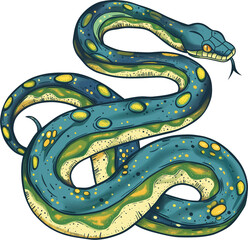 Serpent Spectrum: Colorful Doodle of a Snake in Vector Style