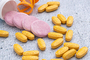 Variety of medicines and drugs.Medicine and healthcare concept.