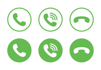 Phone, telephone, handset icon set in flat style