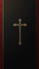 Gold Cross Banner on a Textured Black Background With a Maroon Border