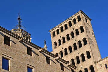 Barcellona, La cattedrale di Barcellona, totti, contrafforti e decorazioni gptiche - Catalogna,...