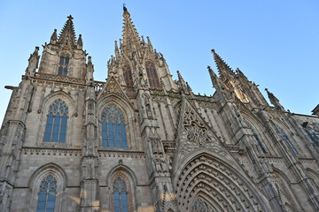 Barcellona, La cattedrale di Barcellona, totti, contrafforti e decorazioni gptiche - Catalogna, Spagna	