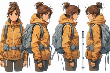 Fototapeta premium ピクニックをする 女性 山 キャンプ