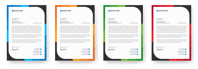 Abstract letterhead design template with yellow, blue, green and red color. Editable letterhead design layout, letterhead, letter head, Business letterhead design