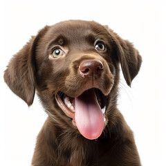 a brown puppy with its tongue out and its tongue out